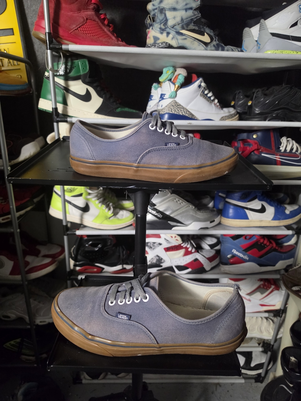 🔥 Vans Men Size 10 Authentic Low-Top Canvas Sneakers Slate Blue Gum Sole